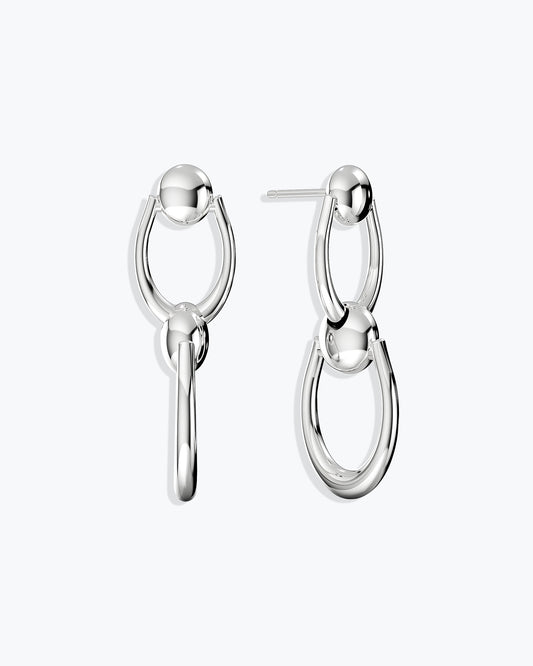ARC DROP EARRINGS - ROTATED PATTERN - SILVER