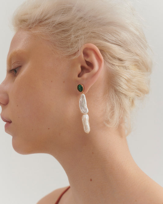Gaia Drop Earrings - Malachite