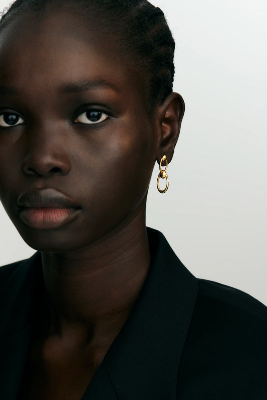 ARC DROP EARRINGS - ROTATED PATTERN - GOLD