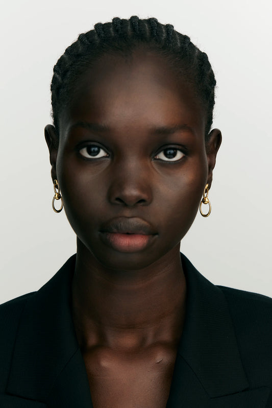 ARC DROP EARRINGS - ROTATED PATTERN - GOLD