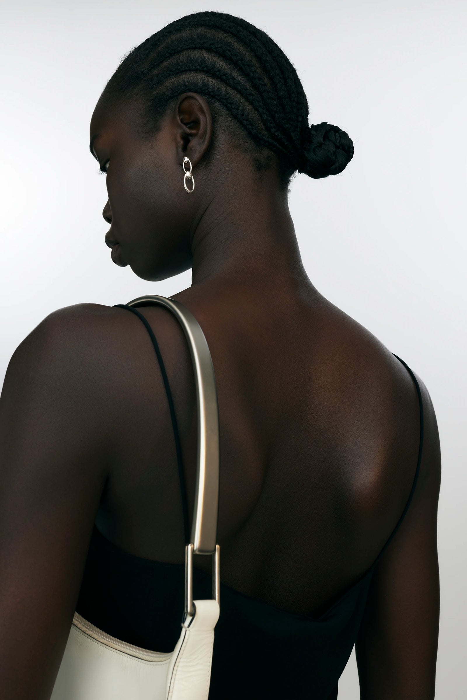 ARC DROP EARRINGS - ROTATED PATTERN - SILVER